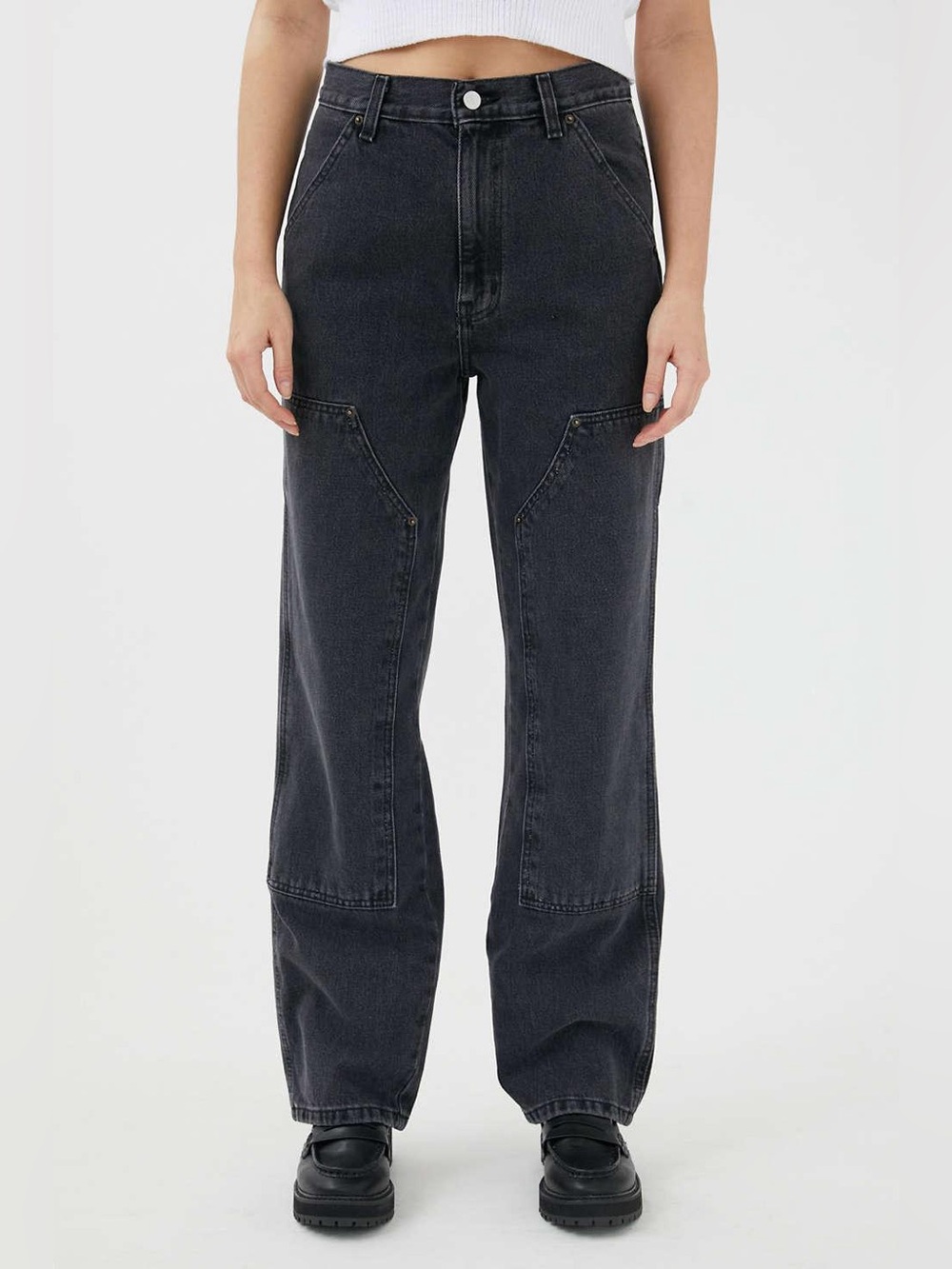 Urban Outfitters BDG Black High Rise Carpenter Denim Jeans Size 24 90s Utility
